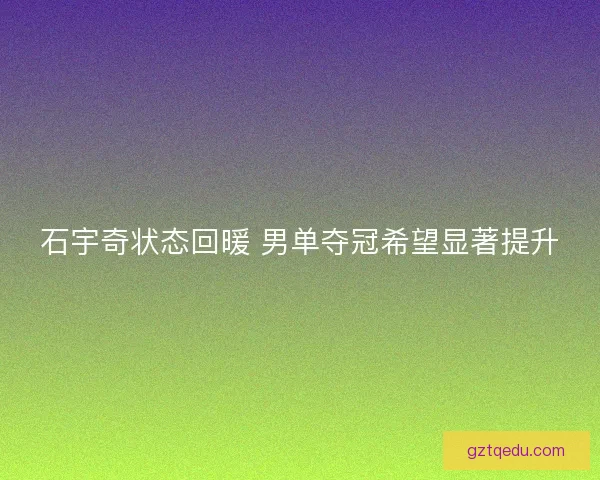 石宇奇状态回暖 男单夺冠希望显著提升